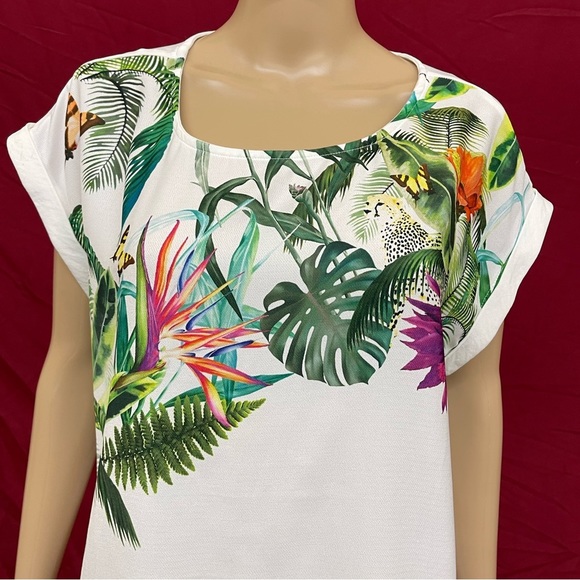 Christopher & Banks Tropical side tie blouse size Petite Large - Picture 2 of 6